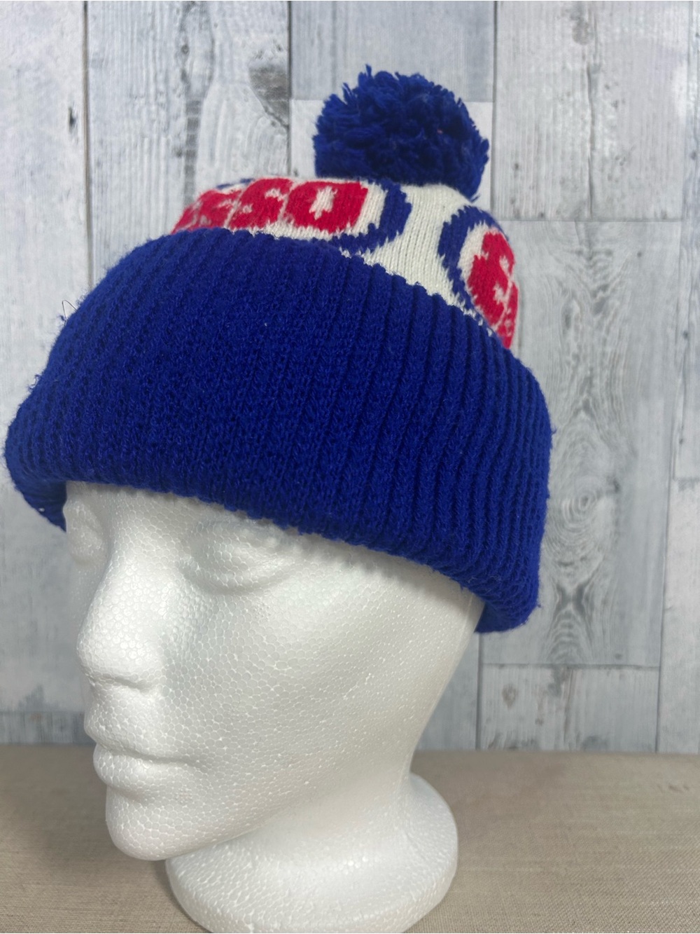 Vintage 70s 80s Esso Gas Station Pom Pom Toque Made in Canada Retro Hat Beanie